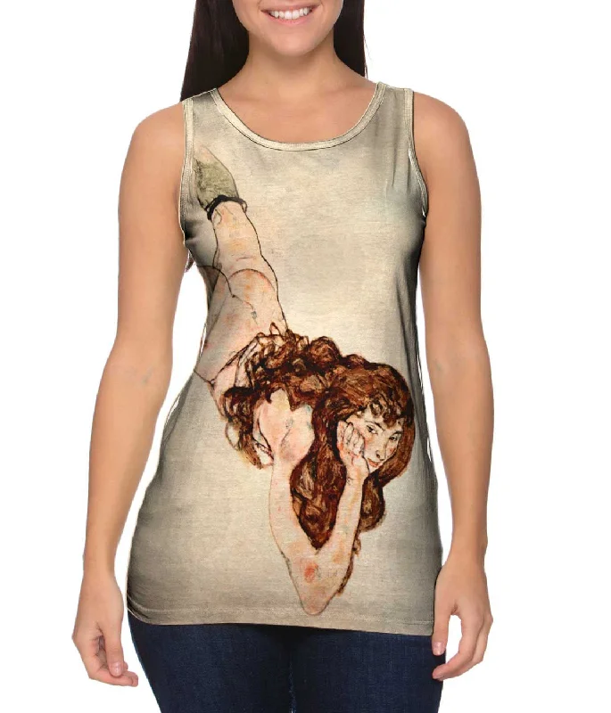 High - Neck Women's Silk Blend Tank Tops for a Luxurious FeelSchiele -"Reclining Nude" (1917) High - Neck Women's Silk Blend Tank Tops for a Luxurious FeelSchiele -"Reclining Nude" (1917)