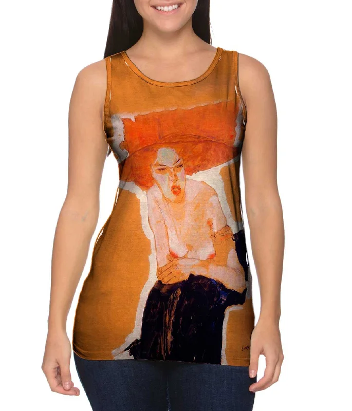 Plus Size Women's Glitter - Trimmed Tank Tops for Party NightsSchiele -"Scornful Woman" (1910) Plus Size Women's Glitter - Trimmed Tank Tops for Party NightsSchiele -"Scornful Woman" (1910)