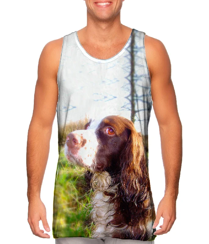 Plus Size Women's Ruffled Hem Tank Tops with Floral PrintsScruffy Haired Cocker Spaniel Plus Size Women's Ruffled Hem Tank Tops with Floral PrintsScruffy Haired Cocker Spaniel