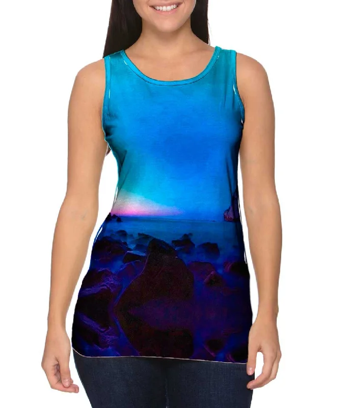 Crew Neck Women's Sustainable Tank Tops Made from Recycled MaterialsSeascape After Sunset Crew Neck Women's Sustainable Tank Tops Made from Recycled MaterialsSeascape After Sunset