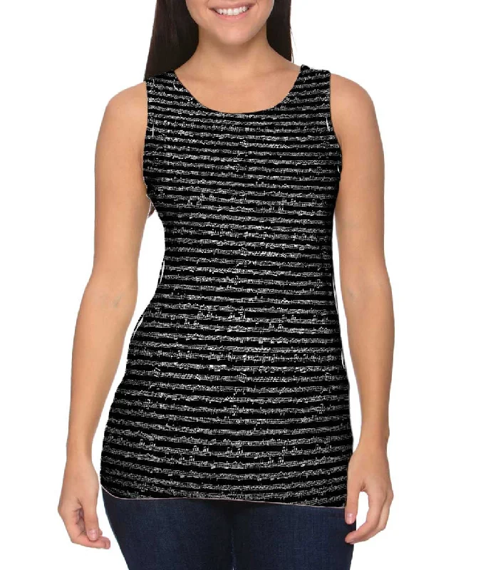 Plus Size Women's Criss - Cross Back Tank Tops in Neon ColorsSheet Music Notes - "Wolfgang Amadeus Mozart" Plus Size Women's Criss - Cross Back Tank Tops in Neon ColorsSheet Music Notes - "Wolfgang Amadeus Mozart"