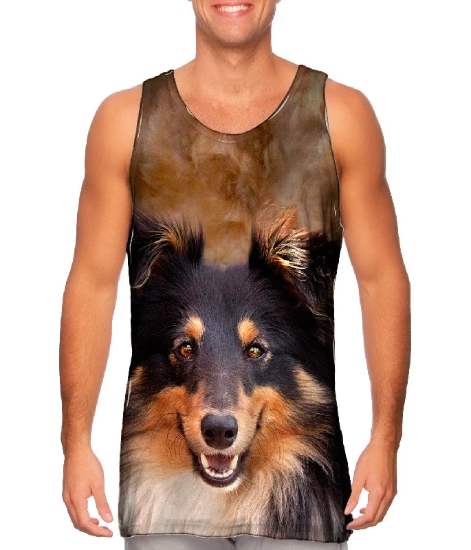Scoop Neck Women's Linen Blend Tank Tops for SummerSheltie Face