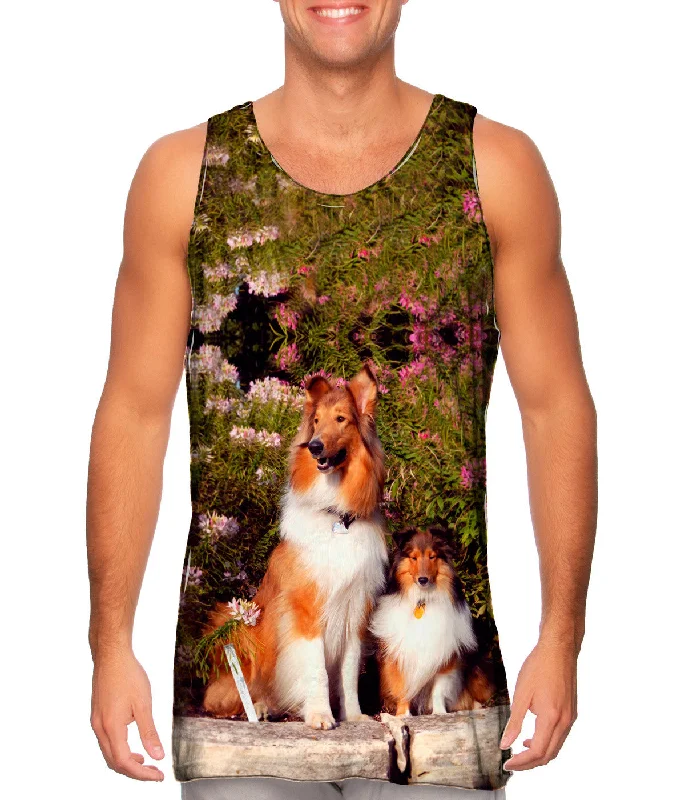 Crew Neck Women's Sustainable Tank Tops Made from Recycled MaterialsSheltie Wall Flower Crew Neck Women's Sustainable Tank Tops Made from Recycled MaterialsSheltie Wall Flower