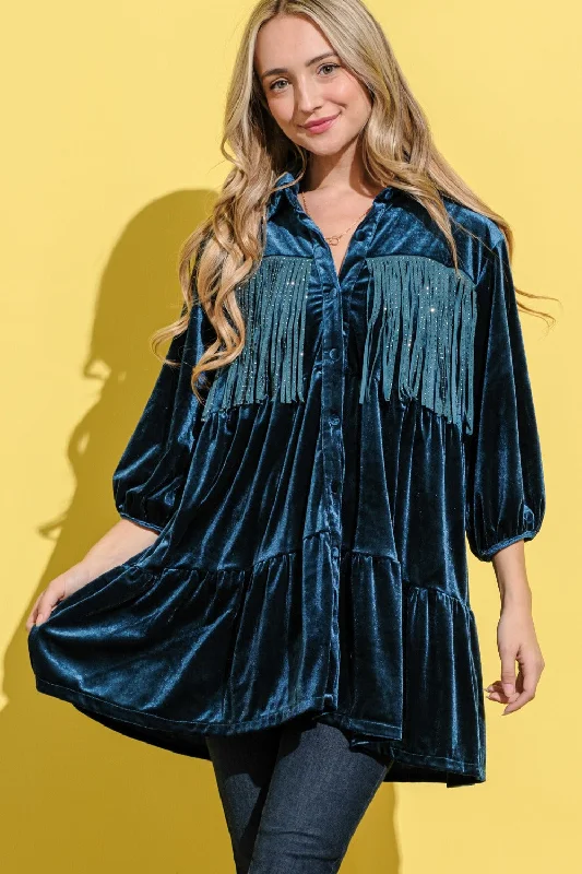 Ruffled Bodysuits with a Playful and Feminine TouchFringe Detailed Velvet Shirt Dress Ruffled Bodysuits with a Playful and Feminine TouchFringe Detailed Velvet Shirt Dress