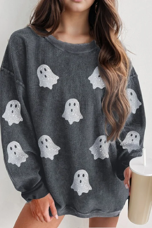 Mesh Bodysuits for a Bold and Edgy Fashion StatementGlitter Ghost Round Neck Long Sleeve Sweatshirt Mesh Bodysuits for a Bold and Edgy Fashion StatementGlitter Ghost Round Neck Long Sleeve Sweatshirt
