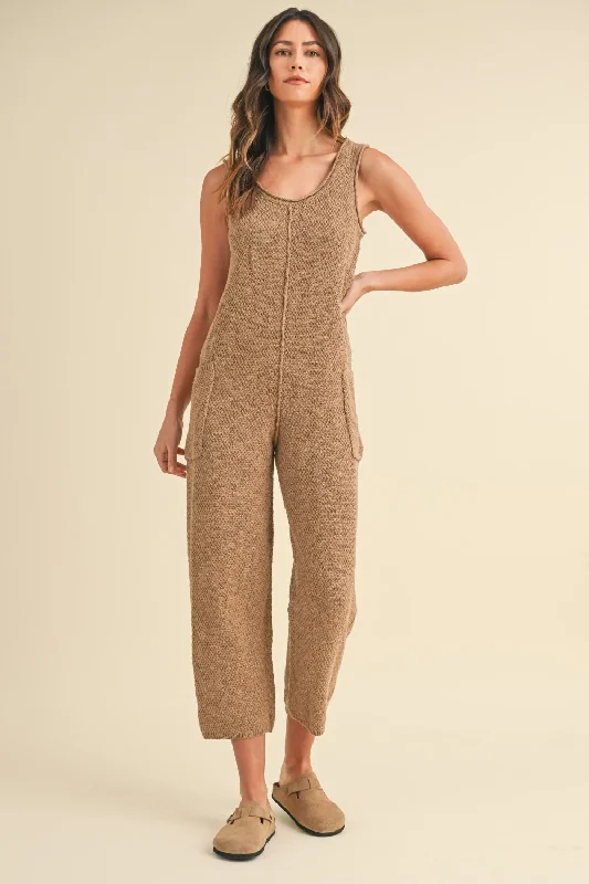 Convertible Straps Bodysuits for Multiple Styling OptionsSleeveless Knit Crop Jumpsuit with Pockets Convertible Straps Bodysuits for Multiple Styling OptionsSleeveless Knit Crop Jumpsuit with Pockets