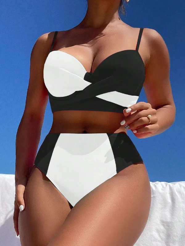 String bikini for a minimalistic and sexy beach styleTwo Tone Wrap Cross Push Up Bikini Set String bikini for a minimalistic and sexy beach styleTwo Tone Wrap Cross Push Up Bikini Set